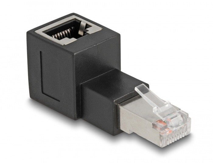 DeLOCK Adapter, złącza RJ45 męskie na RJ45 żeńskie, Cat.6A, zagięty w górę 90°
