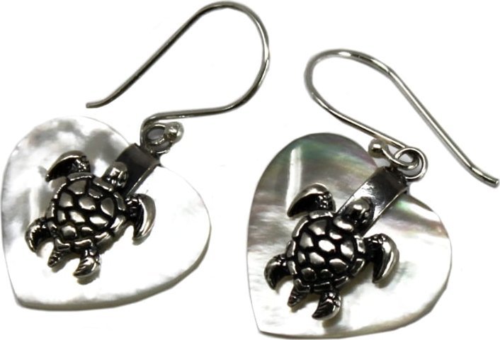 Lovrin Srebrne kolczyki z masą perłową - Żółwie