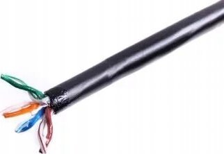 Kabel instalacyjny zewnętrzny żelowany DIGITUS kat.5e, U/UTP, AWG24/1, PE, 500m, czarny, szpula