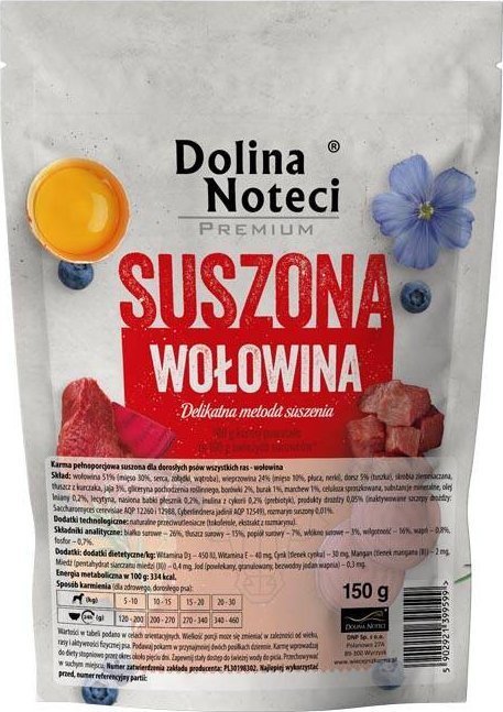 Karma suszona dla psa Dolina Noteci Premium wołowina 150 g