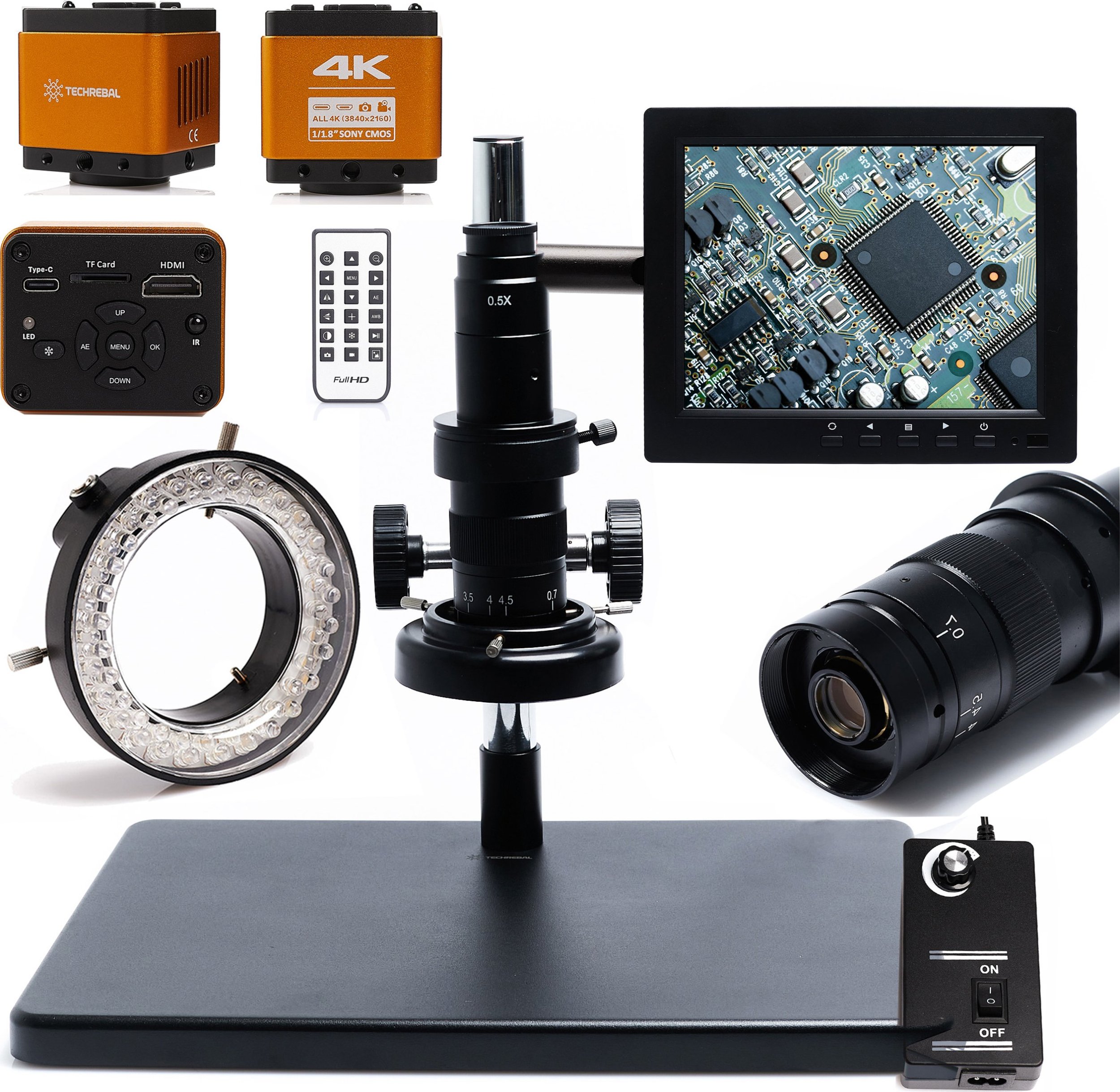 Mikroskop Cyfrowy 10A 7-45x Techrebal Zestaw Oświetlacz Kamera dla Optyka
