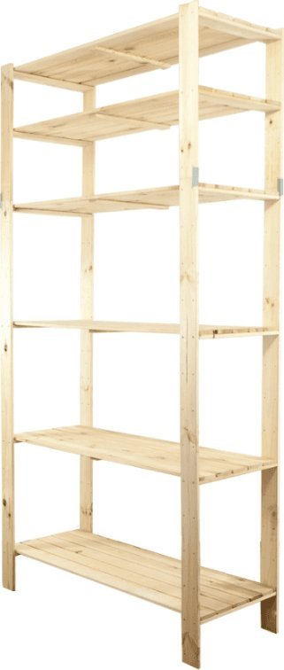Wamar-Sosenka MAXI Regał Drewniany 230x120x50 cm 6 Półek ażurowych Surowy Drewno sosnowe Naturalny MAXI-6NA / Wamar-Sosenka