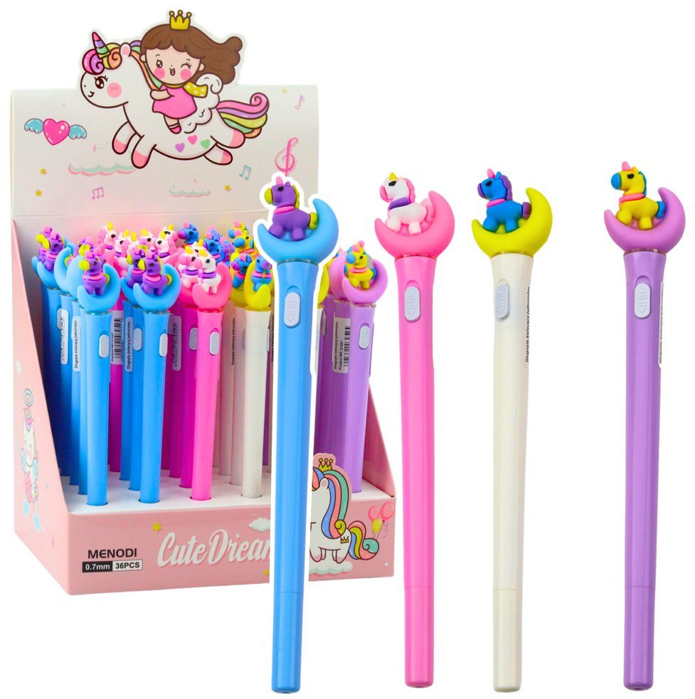 Długopis Świecący Jednorożec Na Księżycu Niebieski Tusz 0.7mm Mix LEAN