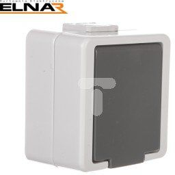 Timex JANTAR Gniazdo pojedyncze z/u IP44 z klapką szare (GNt-16J)