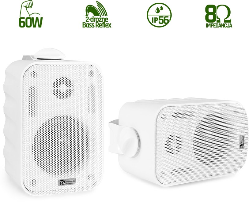 Kolumny instalacyjne 3" 60W IPX5 PD BGO30 w zestawie 2szt białe one size