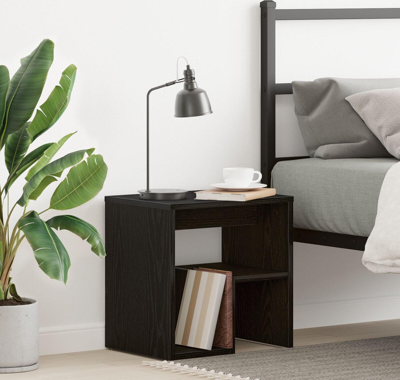 Stoliki nocne vidaXL Czarny dąb Drewno inżynieryjne 40 x 30 x 40 cm