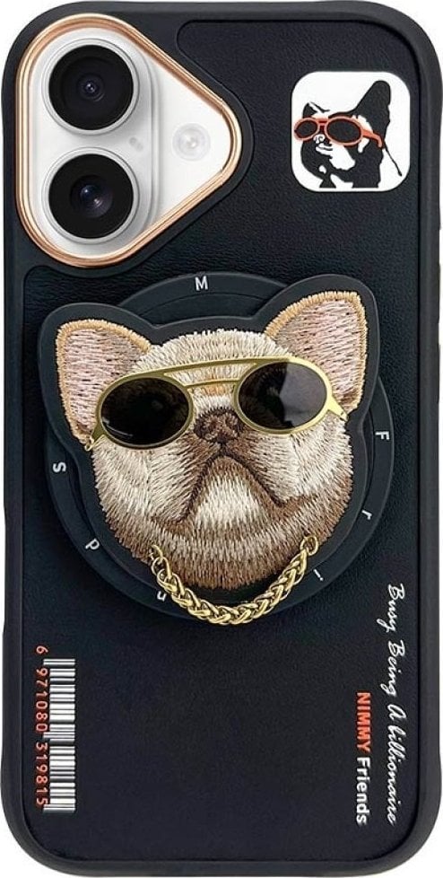 Etui Nimmy Glasses Cool Dog MagSafe do iPhone 16 czarny