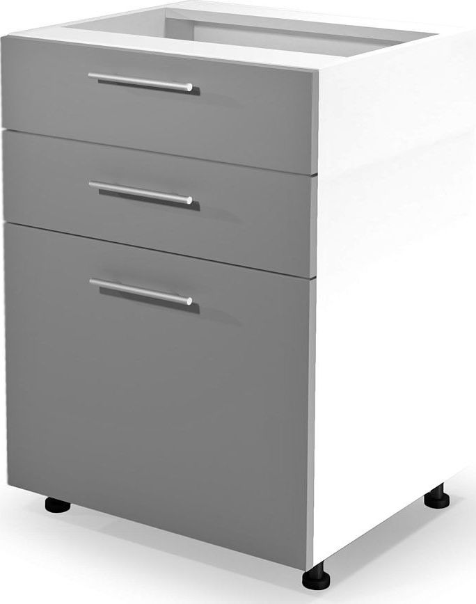 Elior Kuchenna szafka dolna z szufladami Limo 9X - jasny popiel połysk