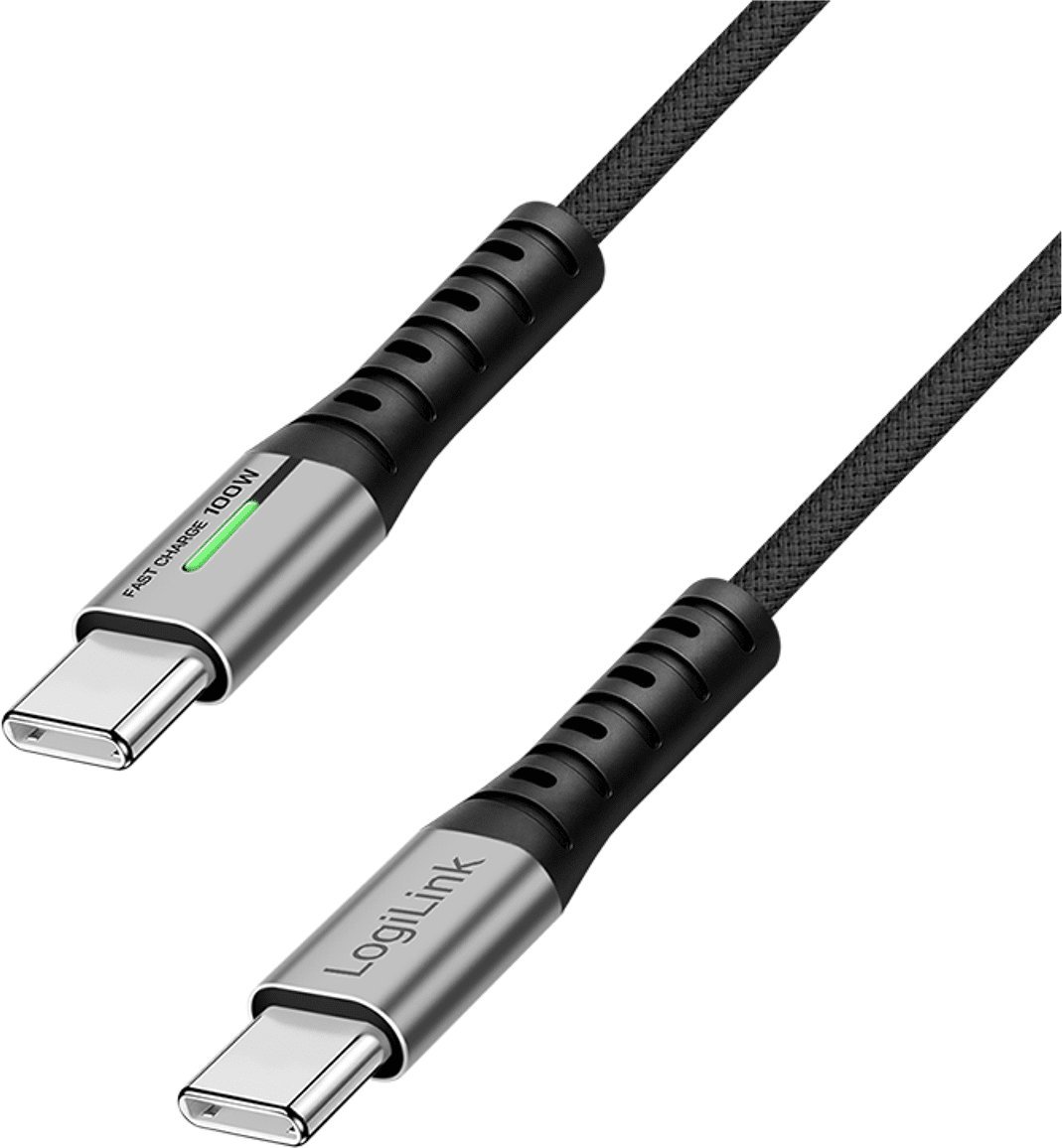 Kabel USB LogiLink USB-C 20 Gb/s, 100W 0.5m w oplocie czarny