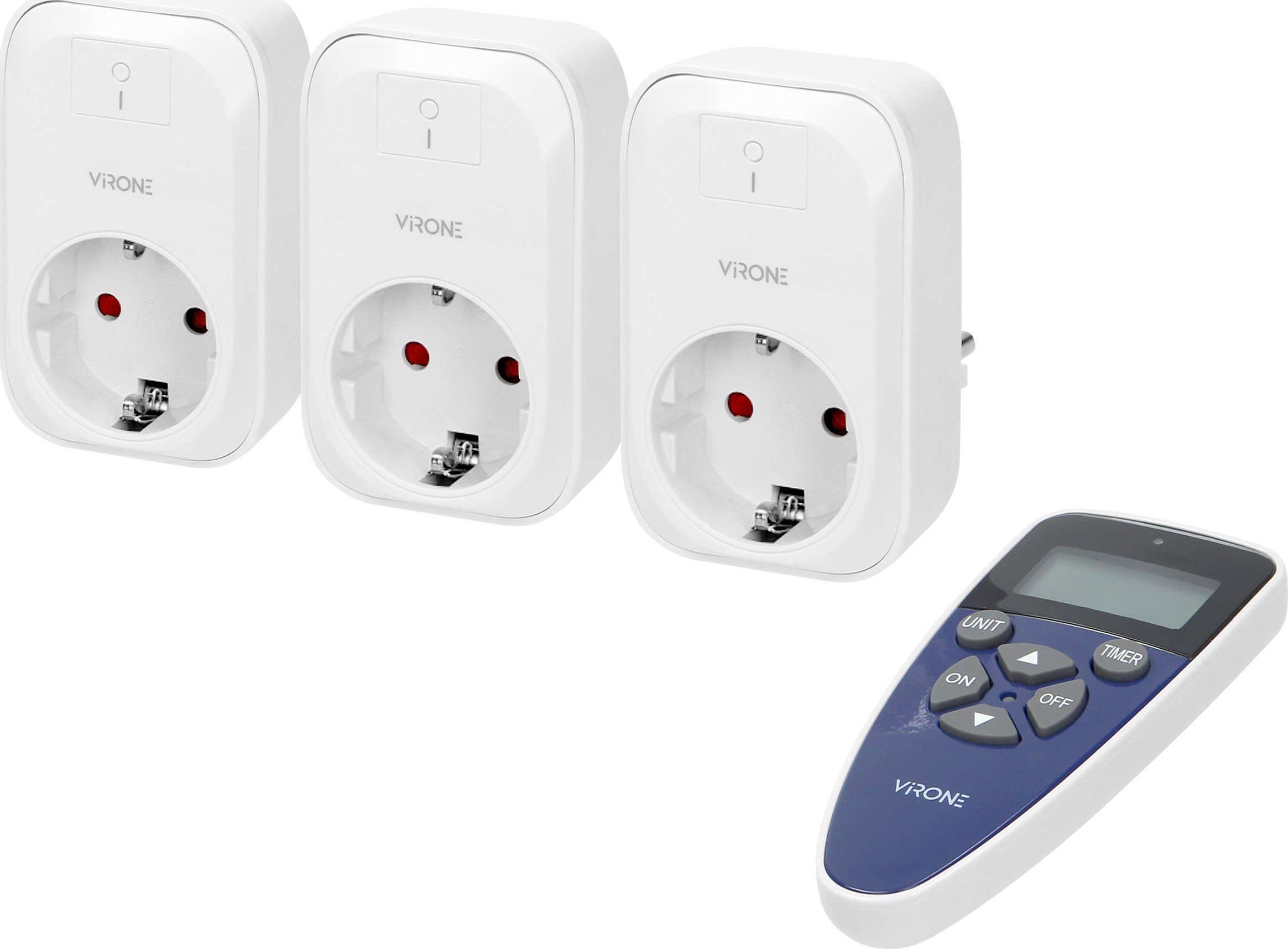Orno Zestaw gniazd bezprzewodowych sterowanych pilotem z funkcją timera 3+1, Schuko