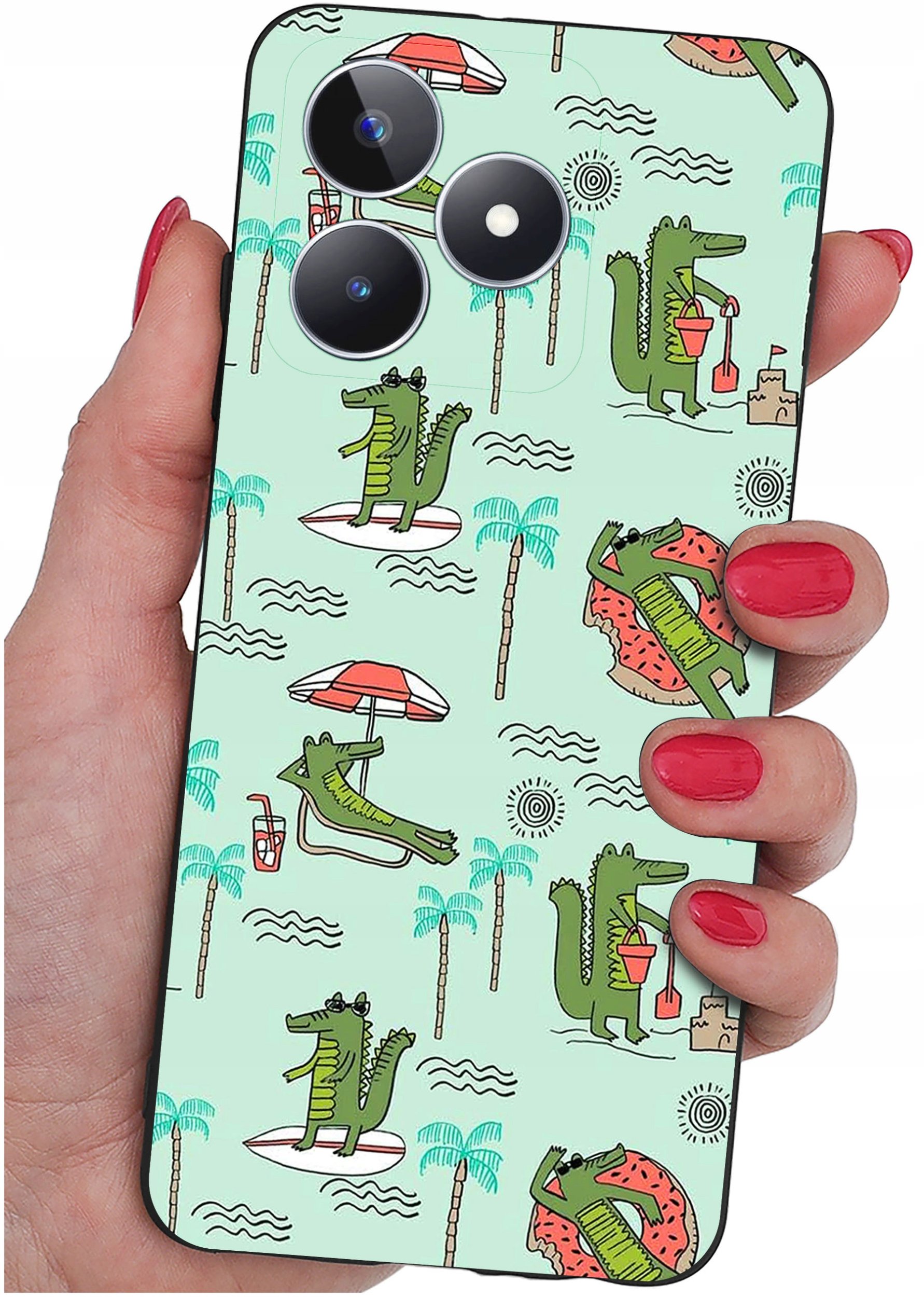 krainaGSM ETUI do Realme C51| C53 WZORY SILIKONOWE MATT CASE + SZKŁO 9H