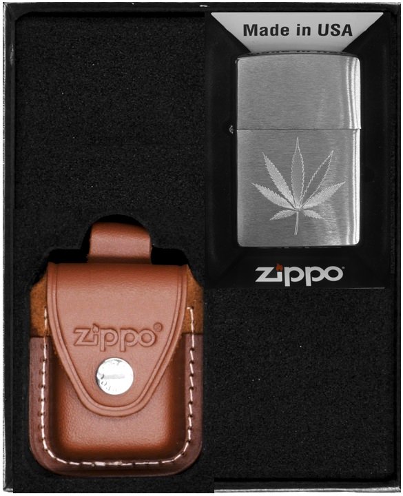 Zestaw ZIPPO Zapalniczka LEAF DESIGN ENGRAVED Prezentowy No2