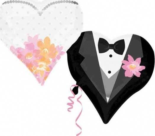 AMSCAN Balon foliowy Serce na Wesele - 76 x 63 cm - 1 szt. uniwersalny