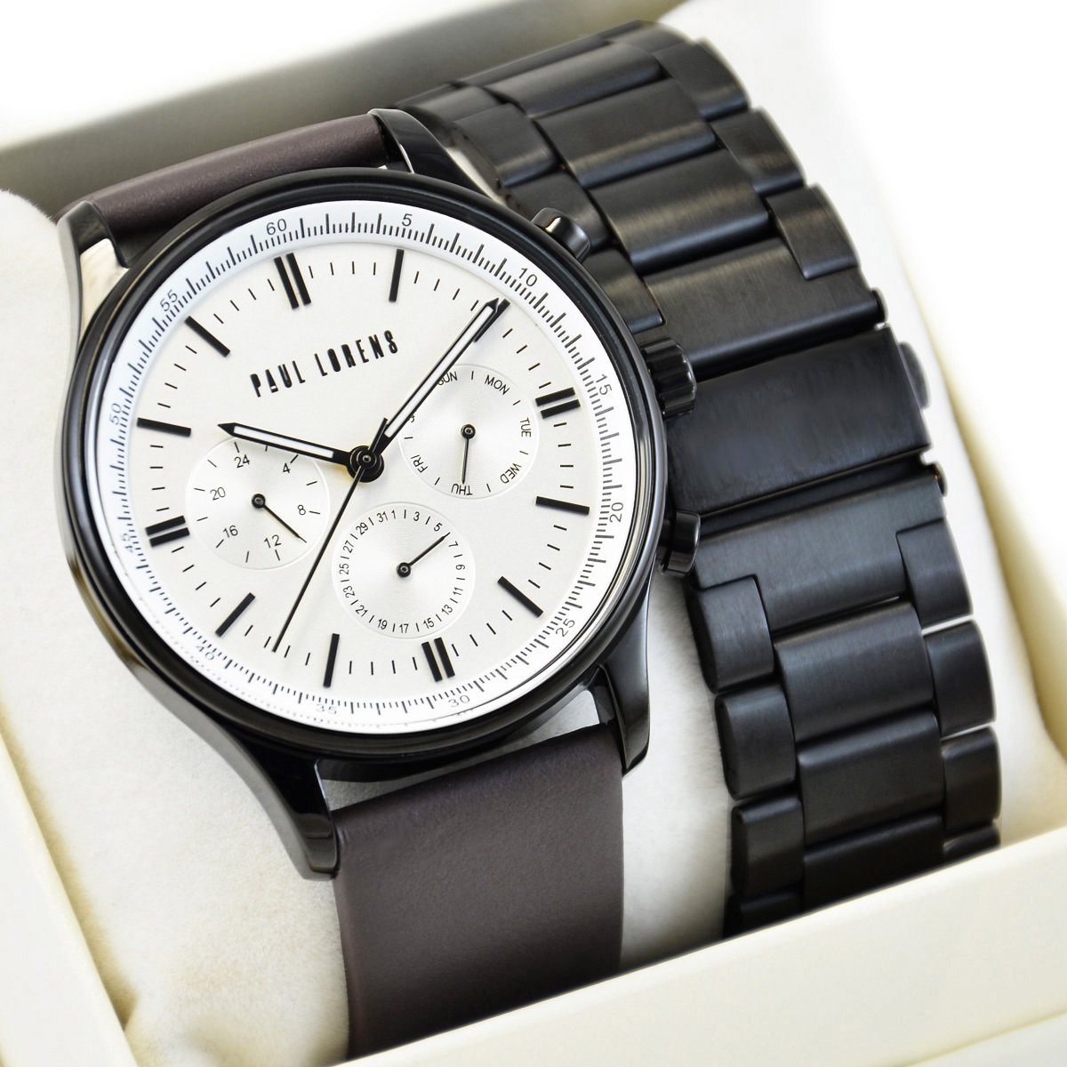 Zegarek Paul Lorens Zegarek męski FABER-3B1-2 z dwoma paskami