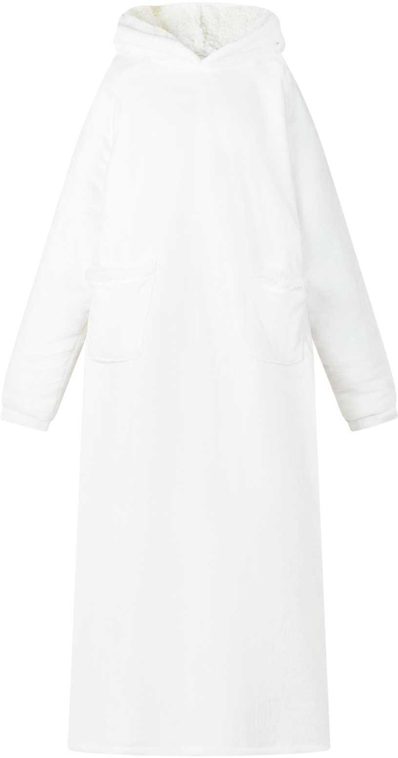 vidaXL Bluza-koc Biały Fleece i Flanela