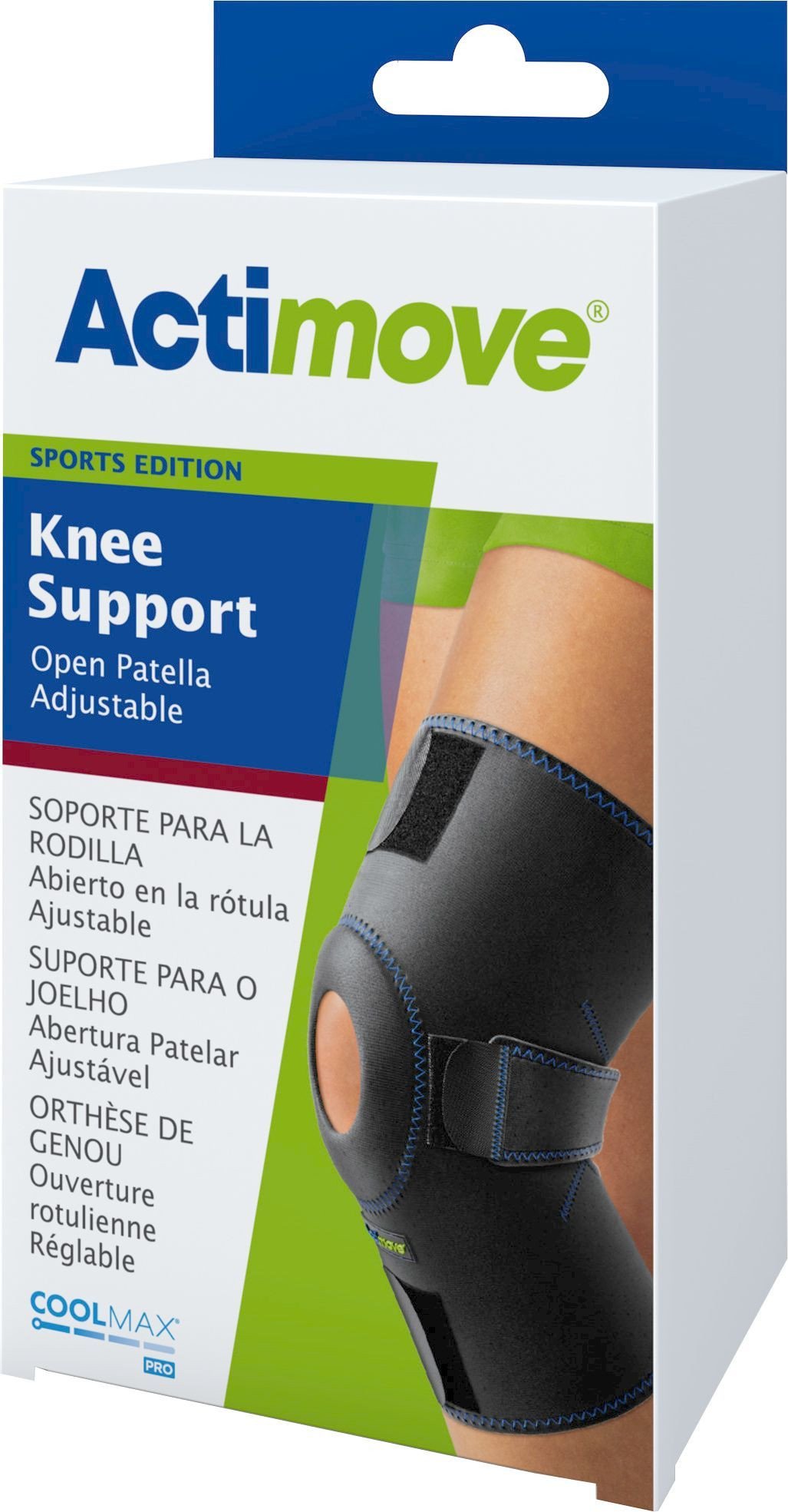 ACTIMOVE SE Orteza stawu kolanowego z odsłoniętą rzepką, regulowana rozm. Uniwersalny czarny