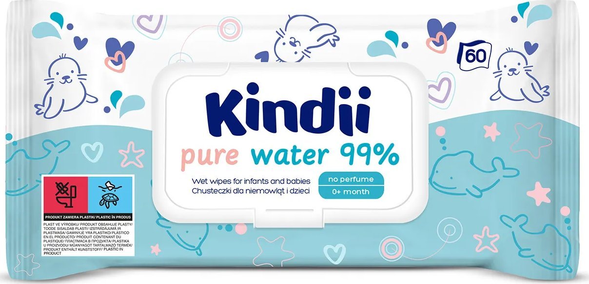 Kindii Pure Chusteczki nawilżane dla niemowląt z aloesem 1x60 szt.