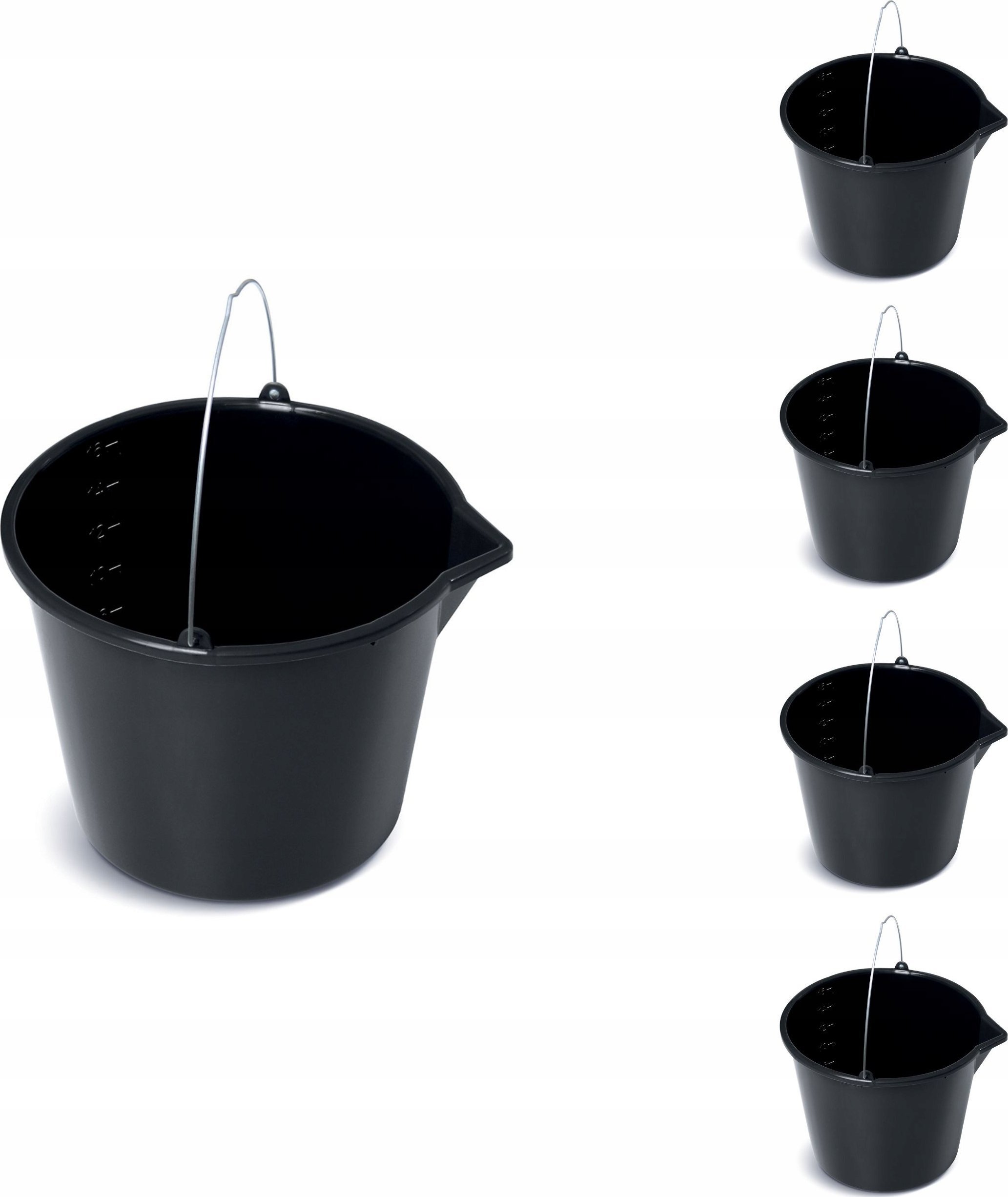 5x Wiadro budowlane gospodarcze 16l z lejkiem