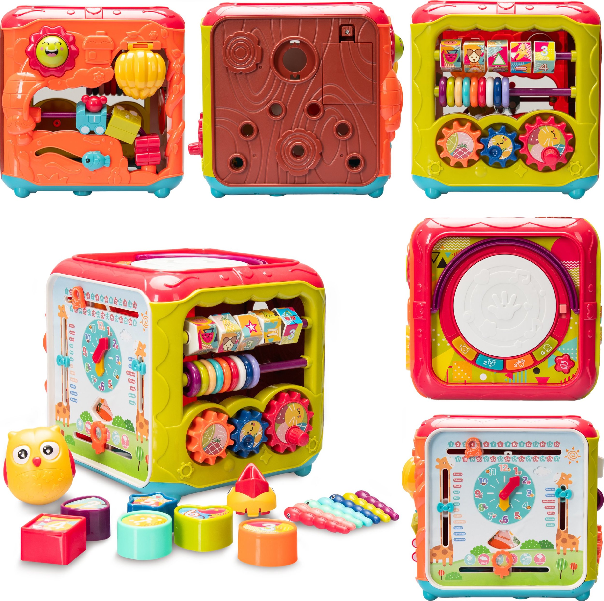 Coil Coil sorter układanka kostka edukacyjna klocki sensoryczna zabawka interaktywna czerwona