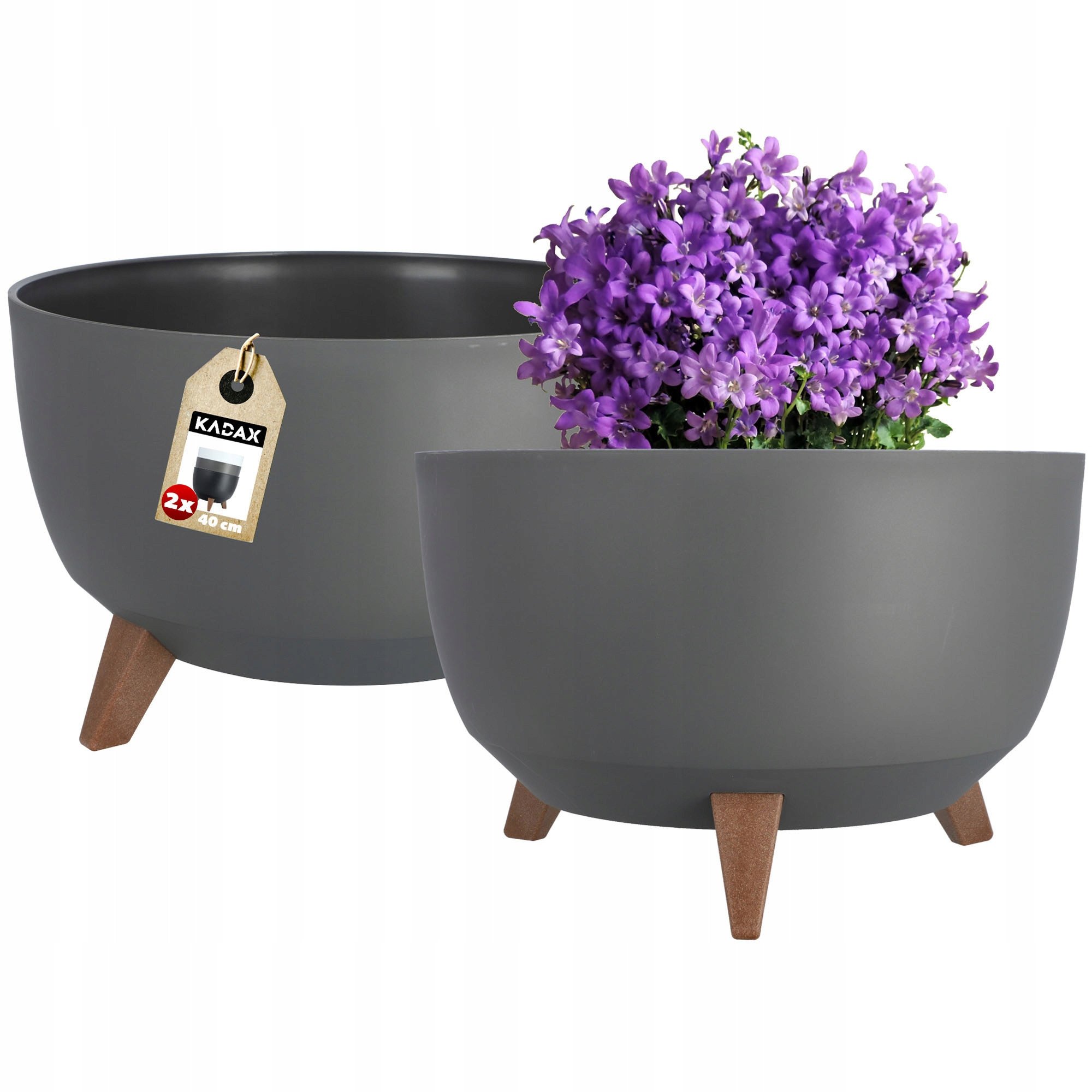 KADAX 2x Doniczka Na Nóżkach Wkład 40cm Antracyt