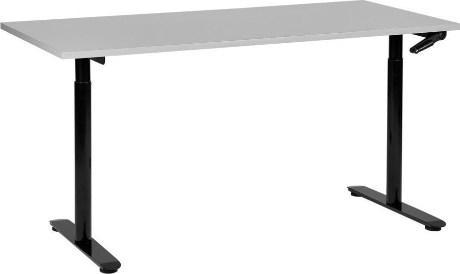 Biurko Beliani Biurko regulowane manualnie 160 x 72 cm szaro-czarne DESTIN IV
