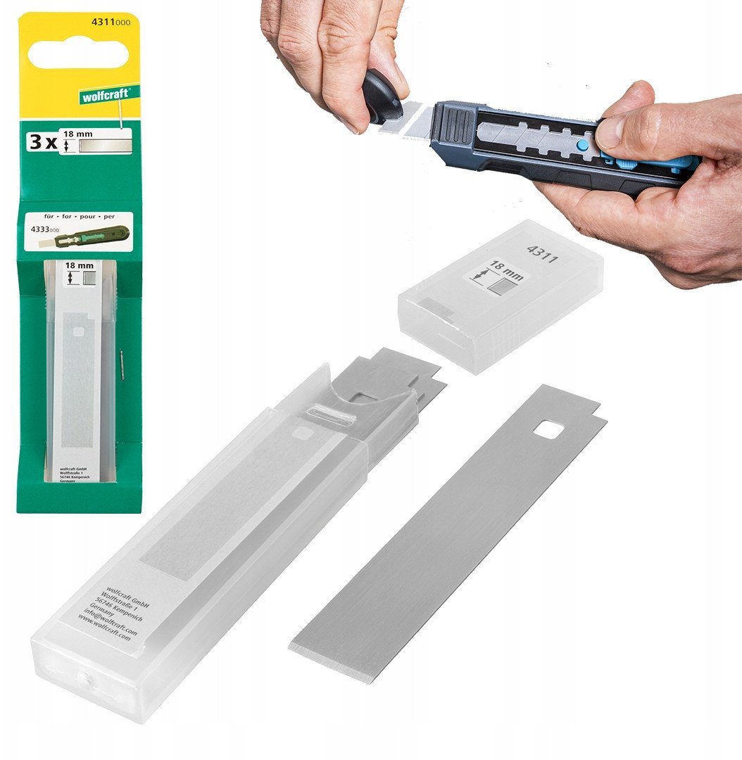 3 ostrza zapasowe do noża do skrobania z podwójnym ostrzem 4333, wolfcraft