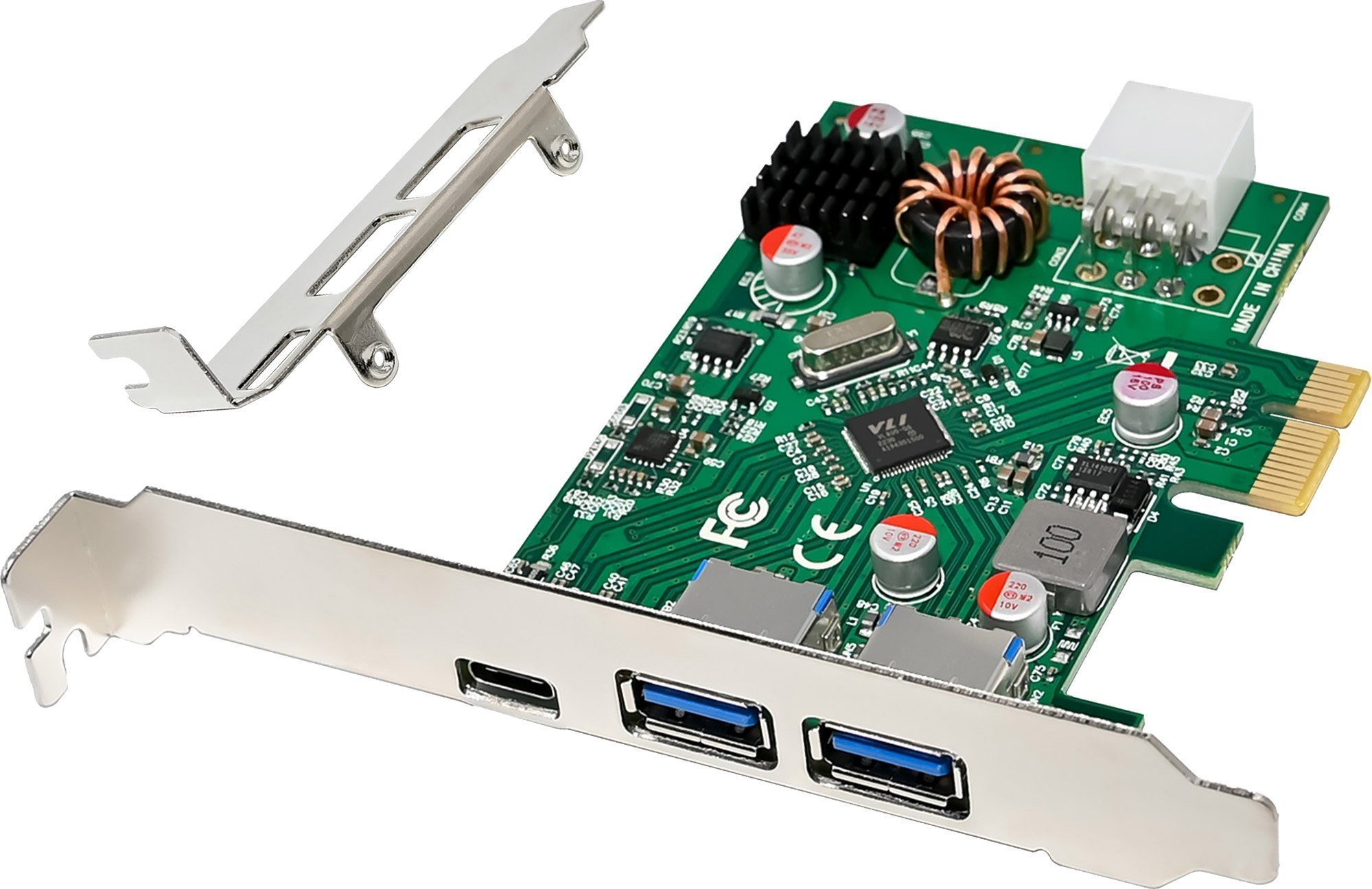 InLine® Schnittstellenkarte, 2x USB-A, 1x USB-C 3.2 Gen.1, PCIe, PD3.0, mit 6pol