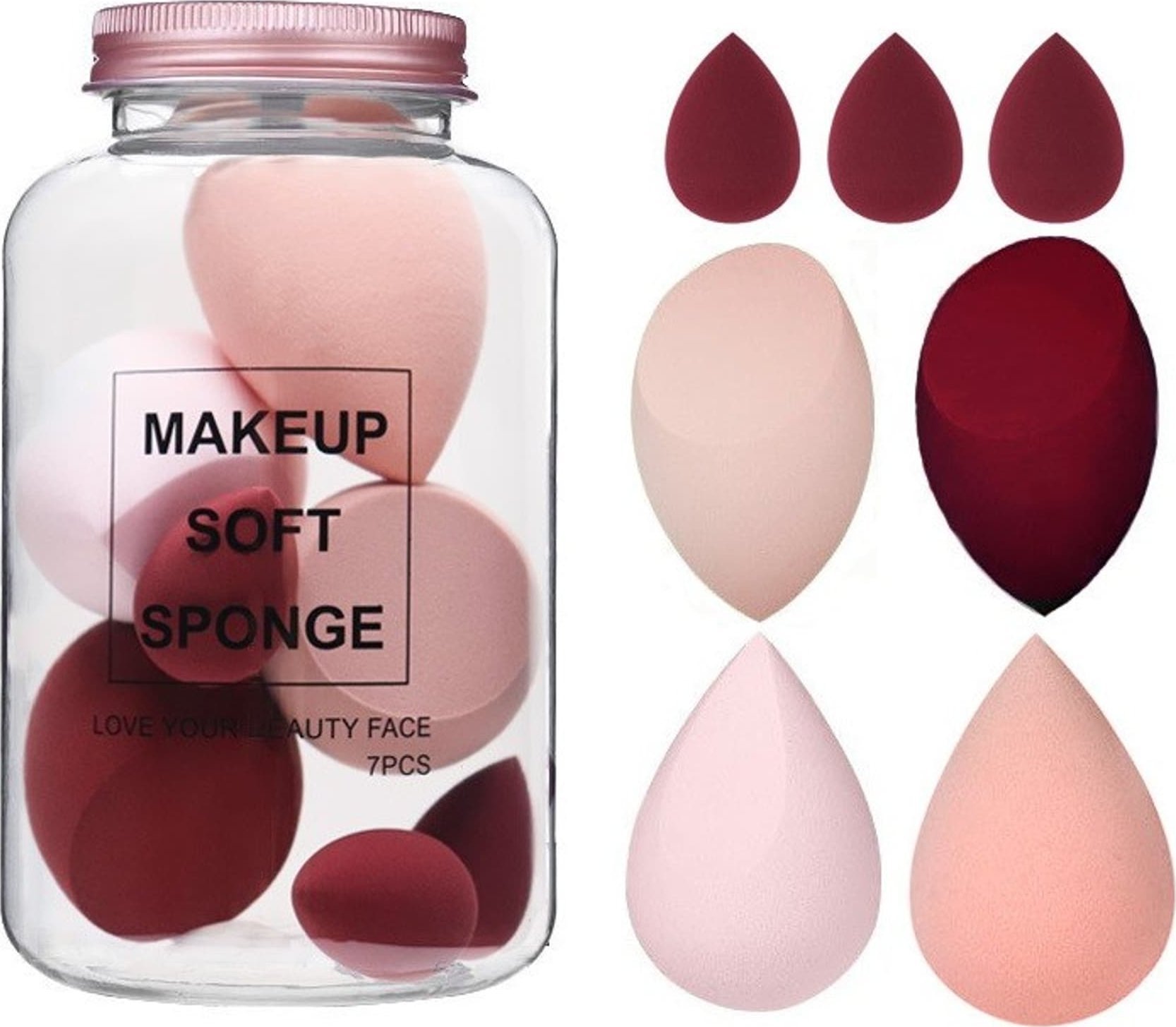Upominkarnia Zestaw 7 gąbeczek do makijażu CREAMY RED DUO GB06CZE
