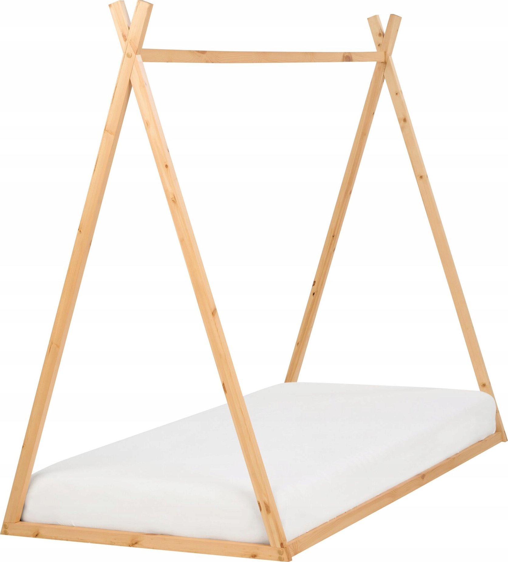 Beliani Łóżko dziecięce domek drewniane 90 x 200 cm jasne SAURAT