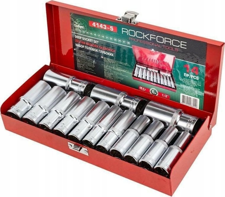 Rockforce ROCKFORCE NASADKI DŁUGIE 6-KĄT. 14szt.1/2" 11-30mm