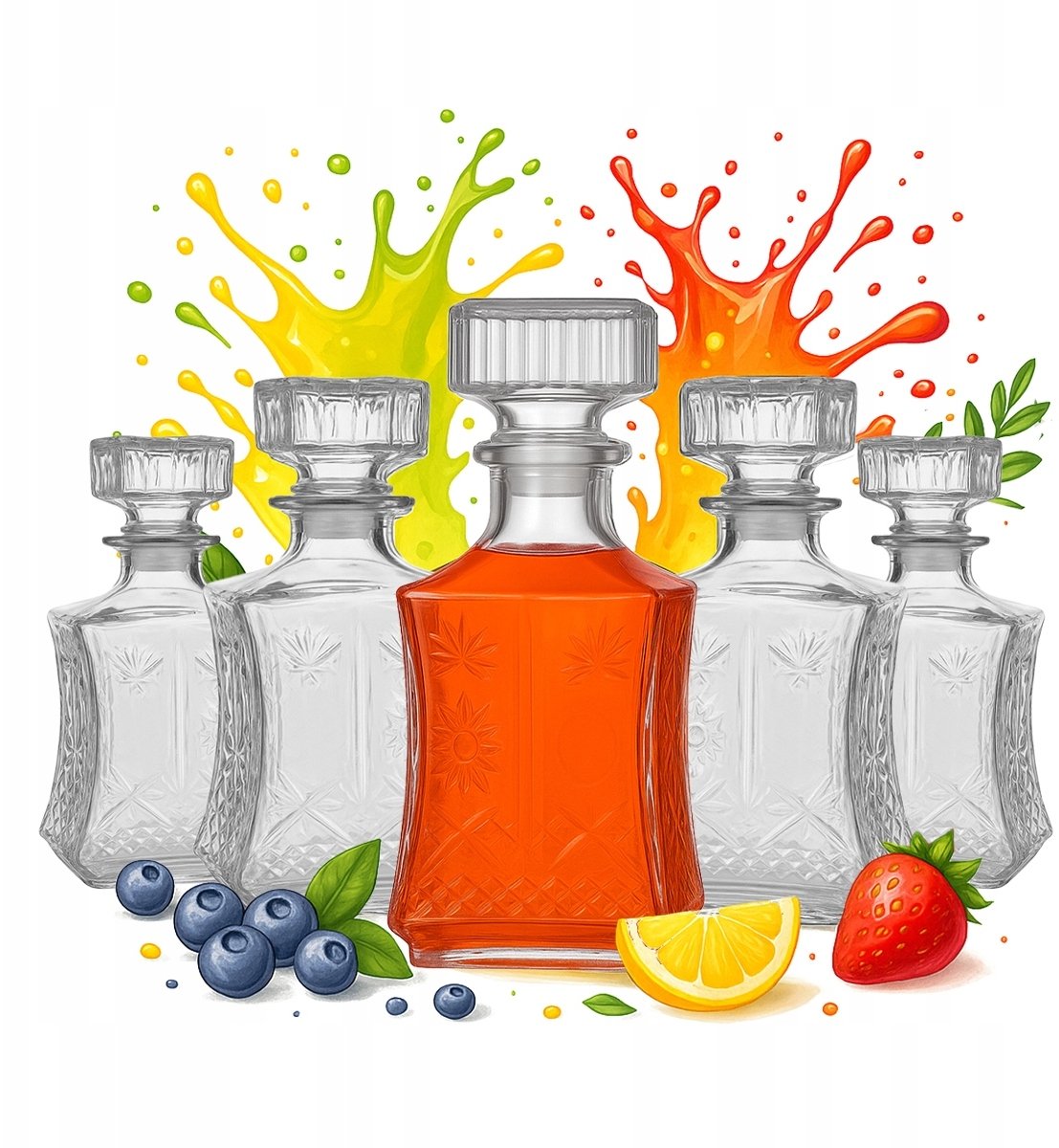 5x Szklana Karafka LILIA 750ml na Nalewki Wino Alkohol Prezent Butelki