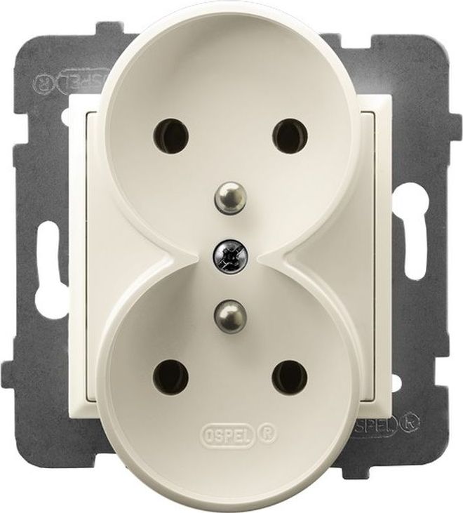 Ospel ARIA Gniazdo podwójne z/u ecru GP-2URZ/m/27