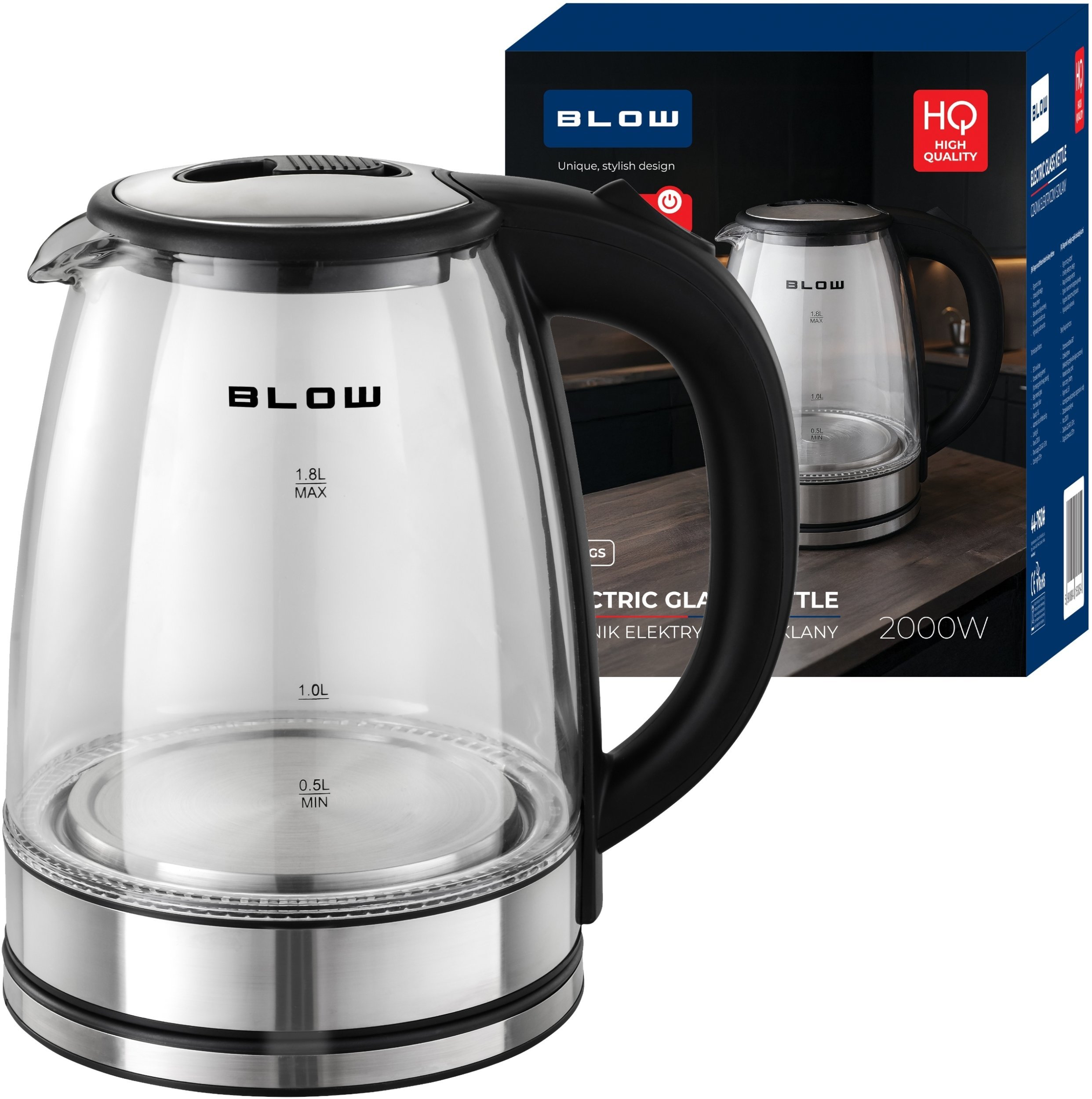 44-760# Czajnik szklany 2000w bk-18gs blow