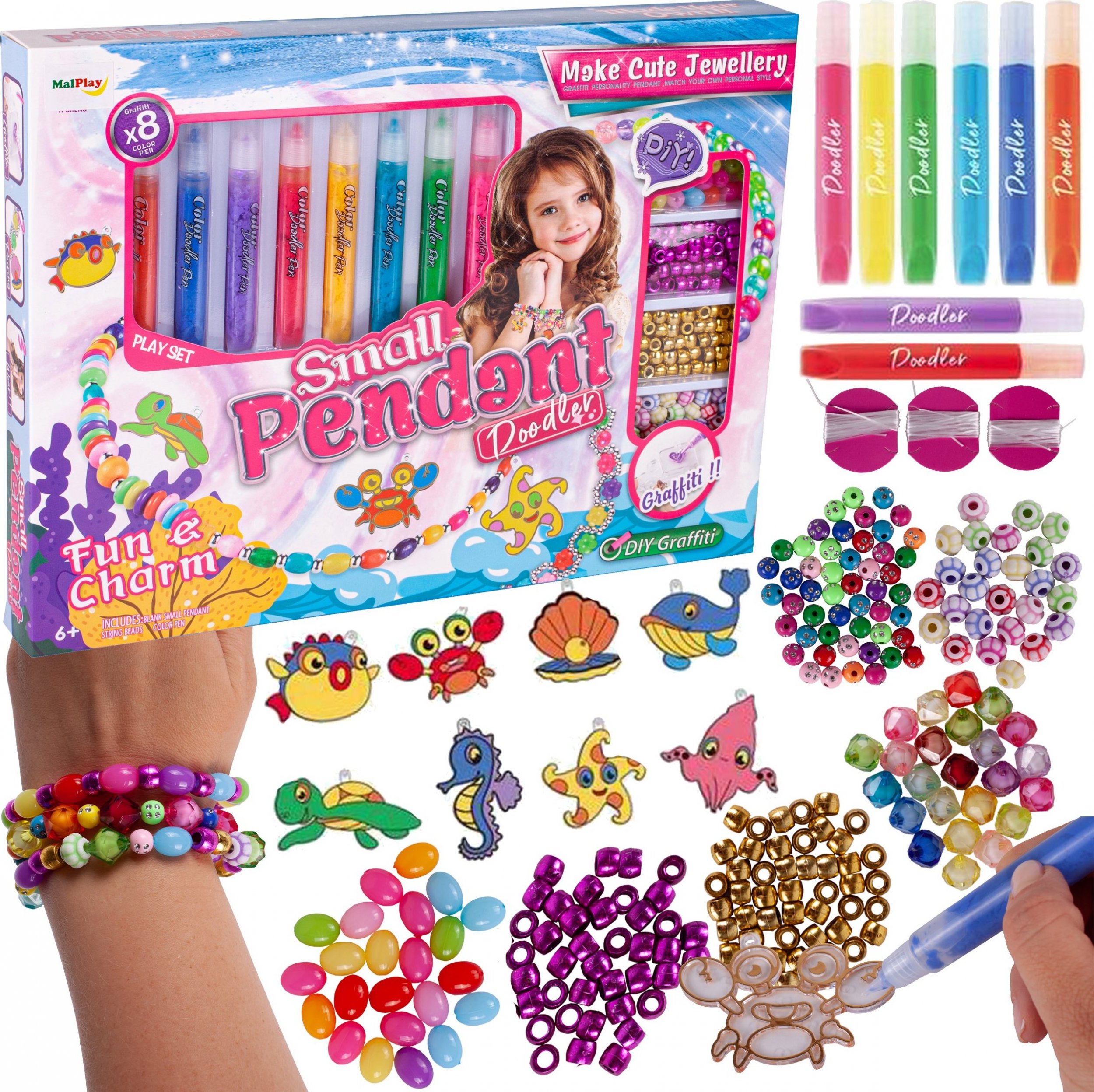 MalPlay Zestaw do Robienia Bransoletek Koraliki Naszyjnik