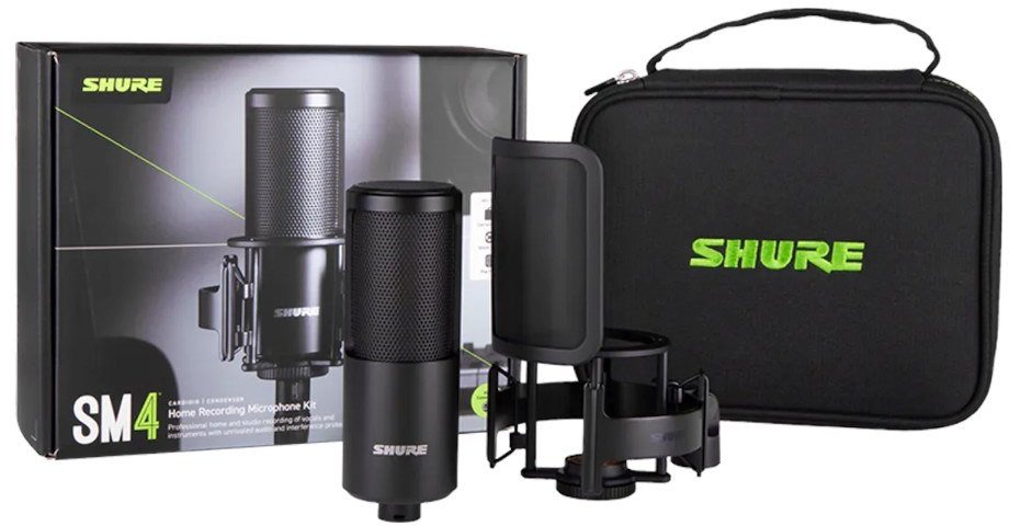 Shure SM4-K-KIT - Mikrofon pojemnościowy, zewnętrznie polaryzowany, uchwyt, popfiltr, etui