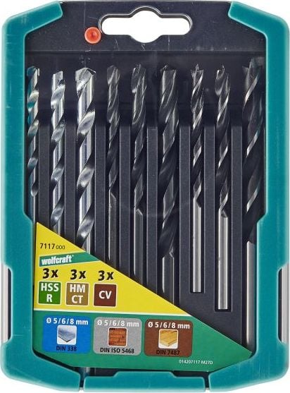 Wiertło Wolfcraft Zestaw wierteł mieszanych: metal drewno, kamień 5 - 8 mm Wolfcraft