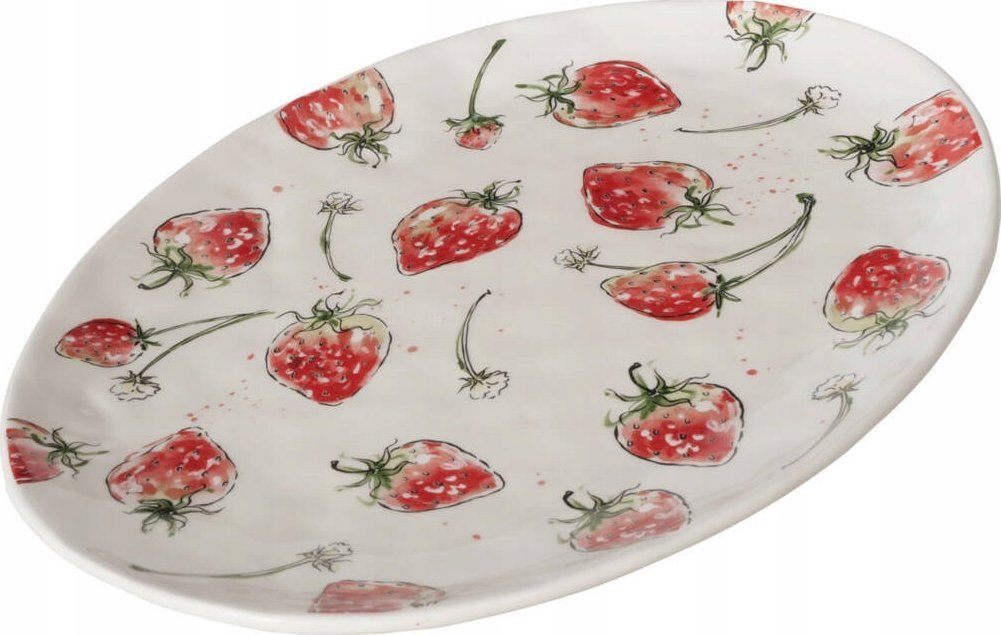 Boltze Półmisek ceramiczny STRAWBERRY, wzór w truskawki, 39 x 31 cm