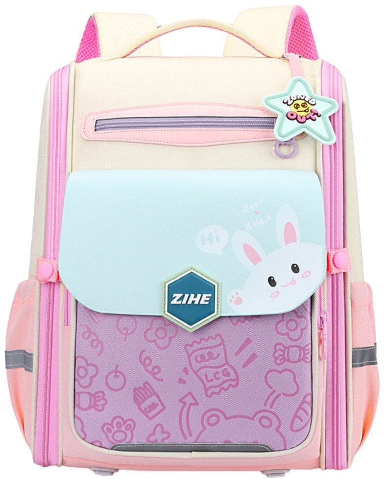 Plecak Szkolny Z Królikiem Pas Piersiowy Pastelowy 21L