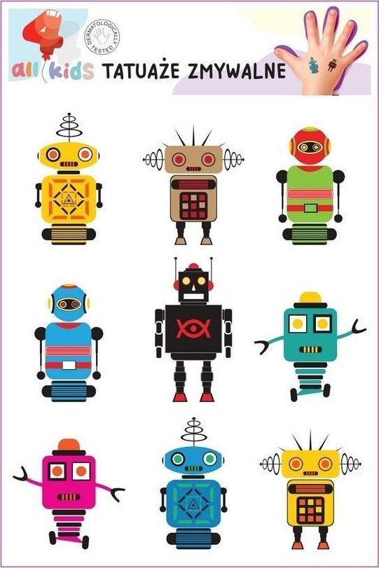 Tatuaże zmywalne dla dzieci Roboty