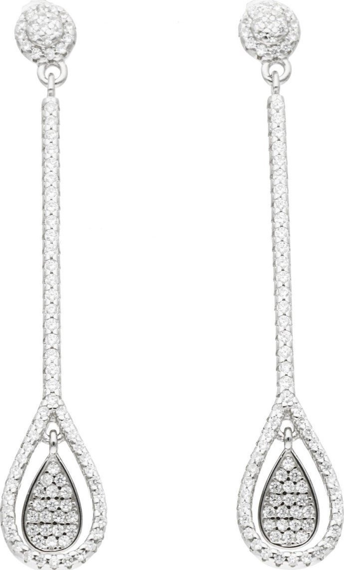 Rosanto Długie srebrne wiszące kolczyki z cyrkoniami w kształcie kropli