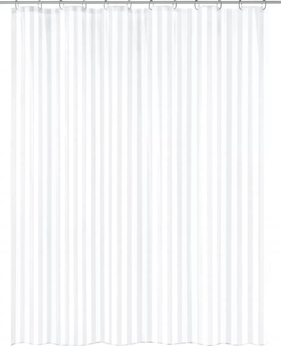 Kleine Wolke Noa Zasłona prysznicowa biała paski 180x200 cm PEVA bezzapachowa