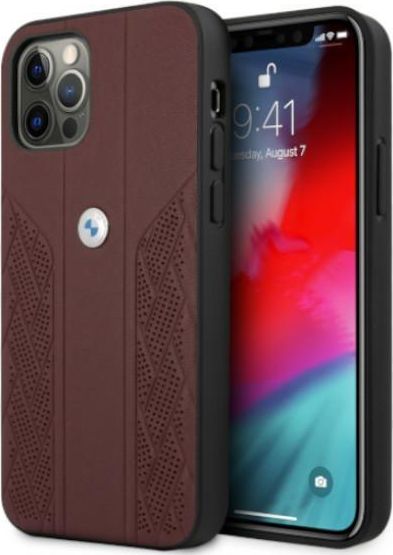BMW Etui Bmw Bmhcp12Mrsppr Iphone 12/12 Pro 6,1" Czerwony/Red Hardcase Leather Curve Perforate