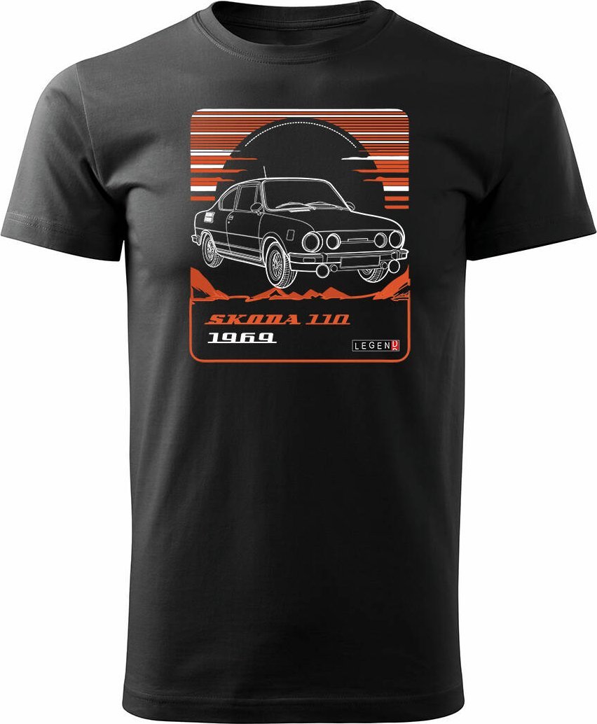Topslang Koszulka z samochodem Skoda 110 R PRL legend męska czarna REGULAR S