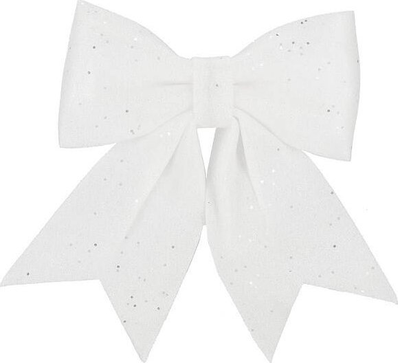 Springos Kokardka świąteczna na choinkę 30 cm brokatowa zawieszka choinkowa biała UNIWERSALNY