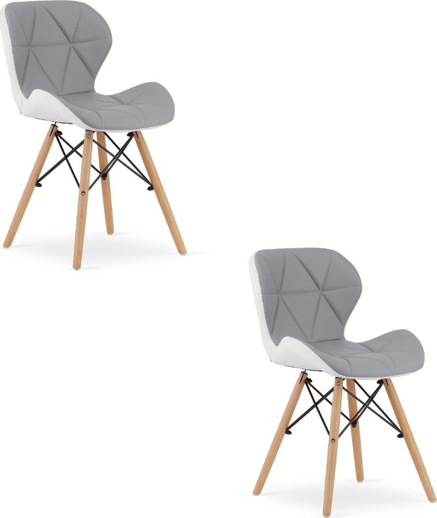Leobert Krzesło LAGO ekoskóra - szaro-białe x 2