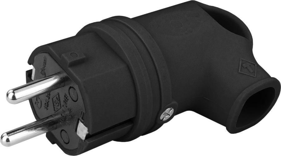 TP Electric Wtyczka gumowa kątowa 16A 230V czarna Schuko 5139