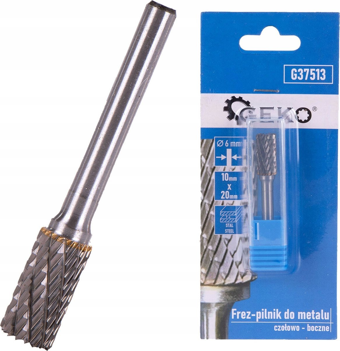 Geko Frez-pilnik do metalu z węglika wolframu 10x20mm trzpień 6mm (czołowo-boczny) (200)