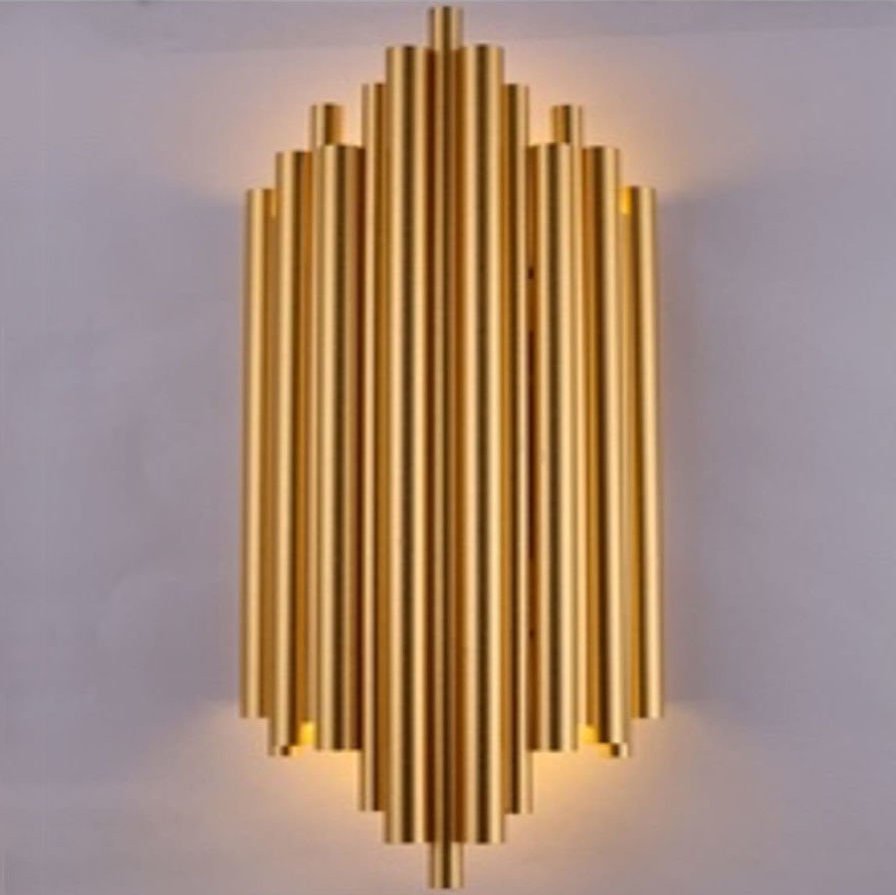 Kinkiet Copel Metalowa lampa ścienna CGZONW Copel salonowy kinkiet tuby złote matowe