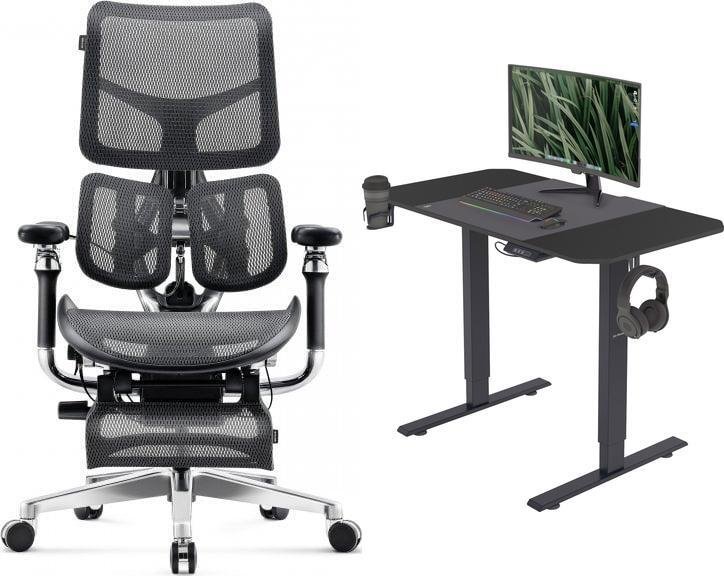 Fotel Diablo Chairs BRAVE Fotel biurowy ergonomiczny V-KINETIC czarny + EGON 1100 Czarne 110 cmx60 cm