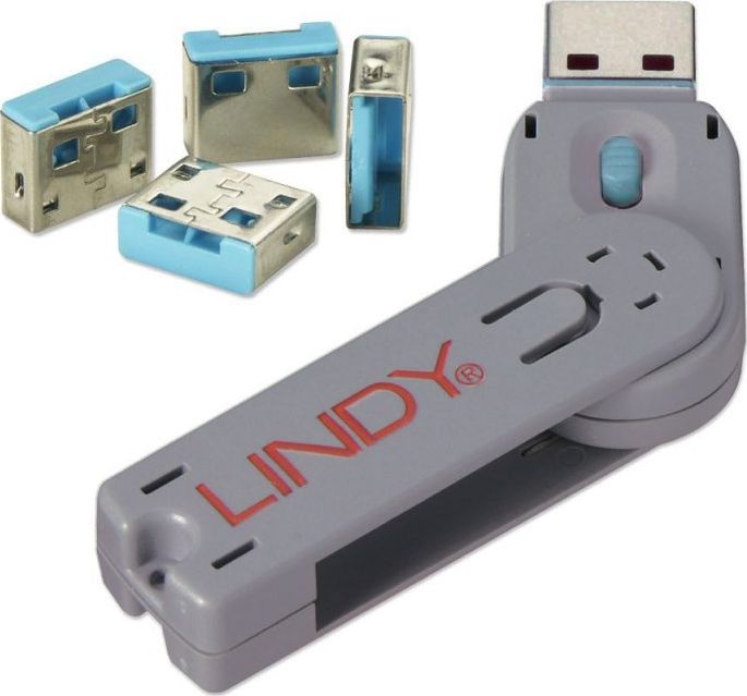 Lindy Zestaw 4 blokerów USB z kluczem (40452)